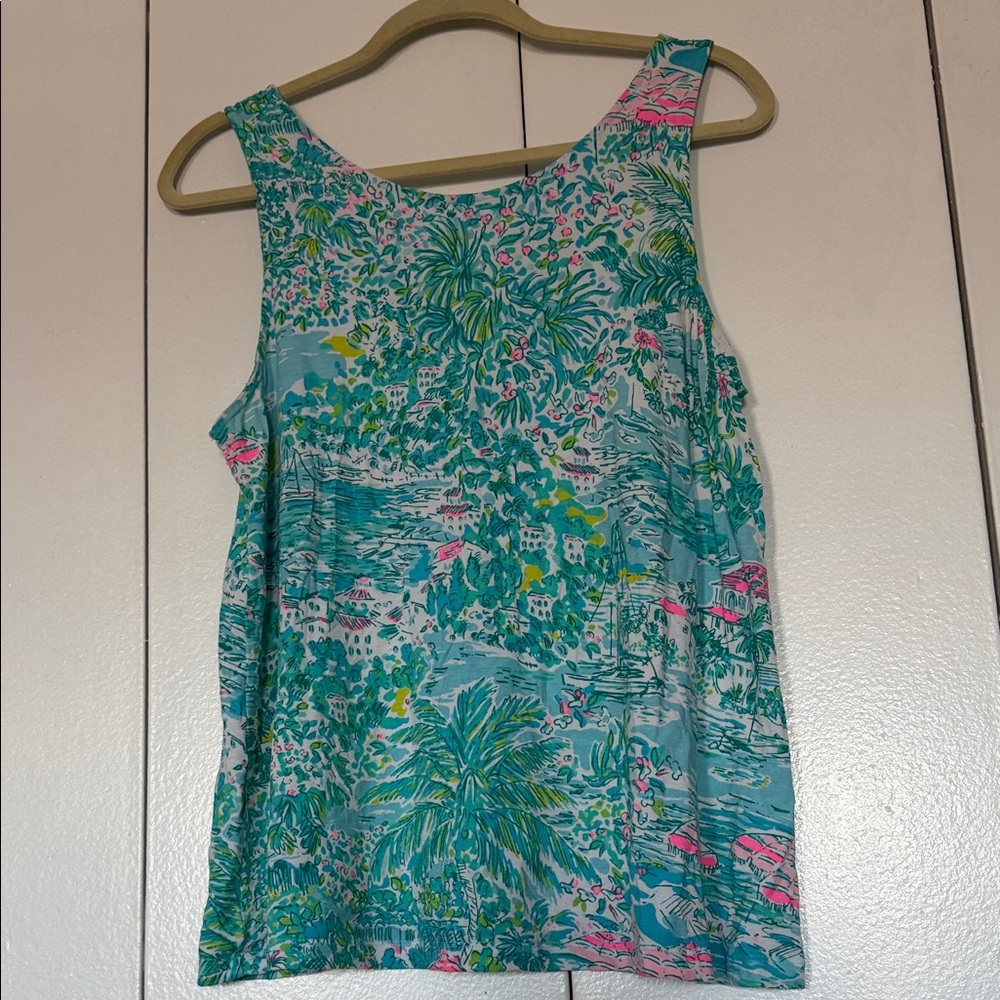 Tropical Print Sleeveless Top